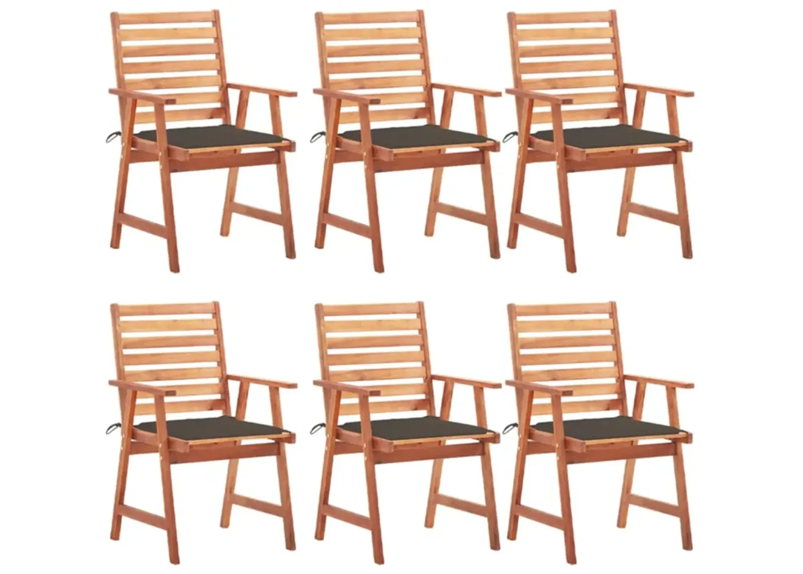 vidaXL Outdoor Dining Chairs 6 pcs with Cushions Solid Acacia Wood