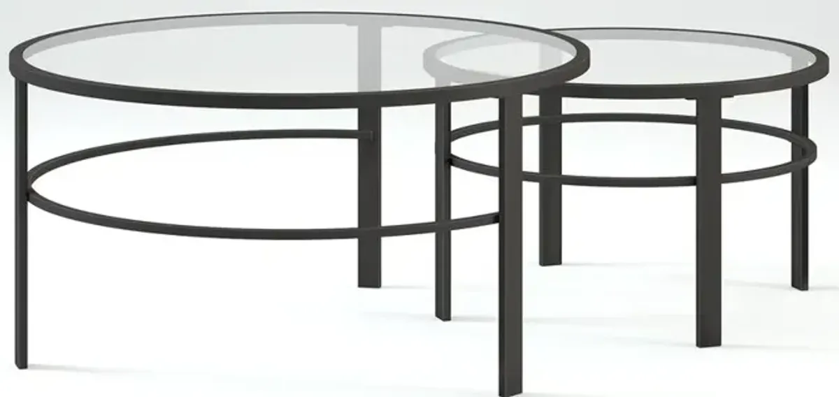 Hudson&Canal Gaia Round Nested Coffee Table in Blackened Bronze