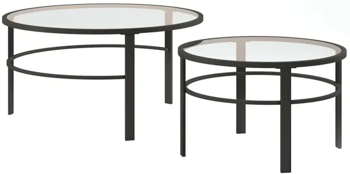 Hudson&Canal Gaia Round Nested Coffee Table in Blackened Bronze