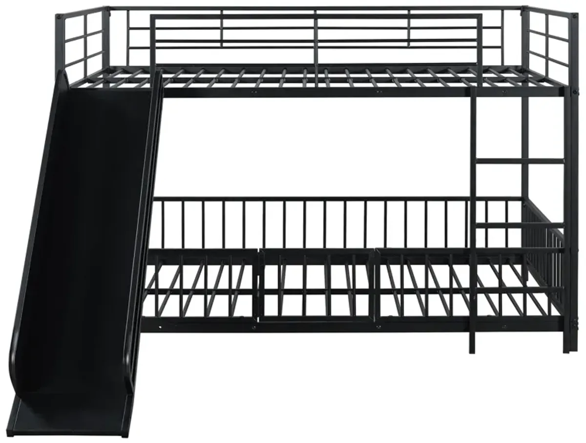 Merax Metal Bunk Bed with Slide and Guardrails