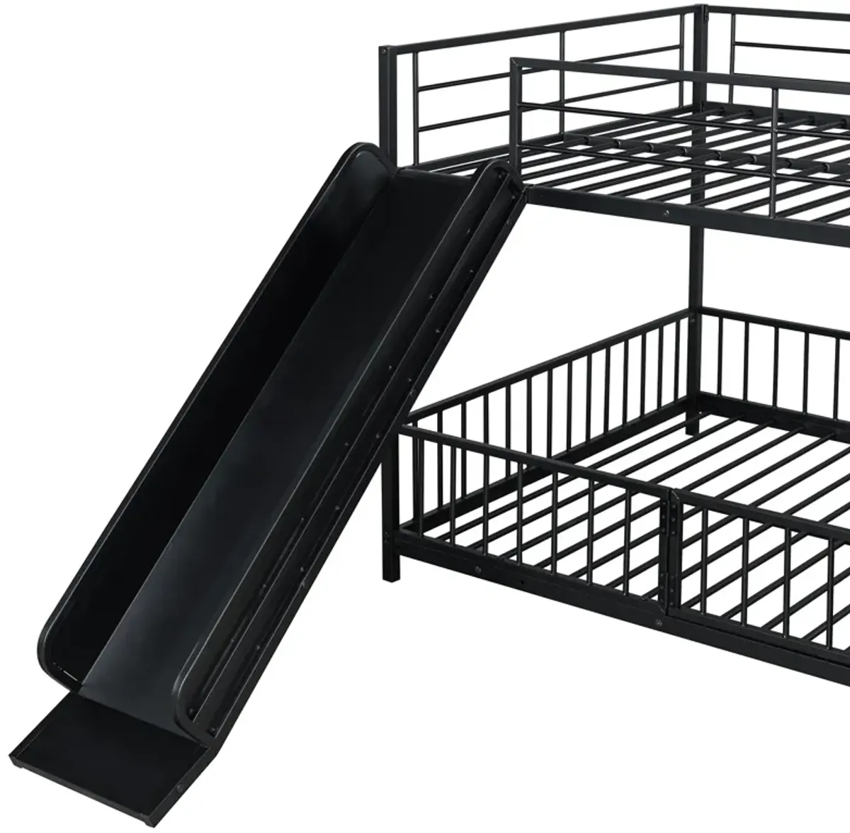 Merax Metal Bunk Bed with Slide and Guardrails