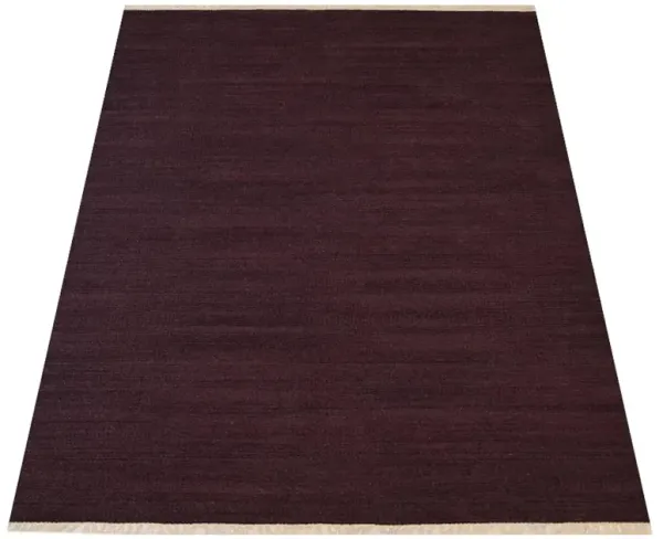 RUGSOTIC CARPETS HAND WOVEN FLAT WEAVE KILIM WOOL ECO-FRIENDLY AREA RUGS  - 3'x5', Rectangle Shape, Plum Color, Solid Plain Design, Low Pile  Handmade Area Rugs for Living Room, Bed Room (D00111)