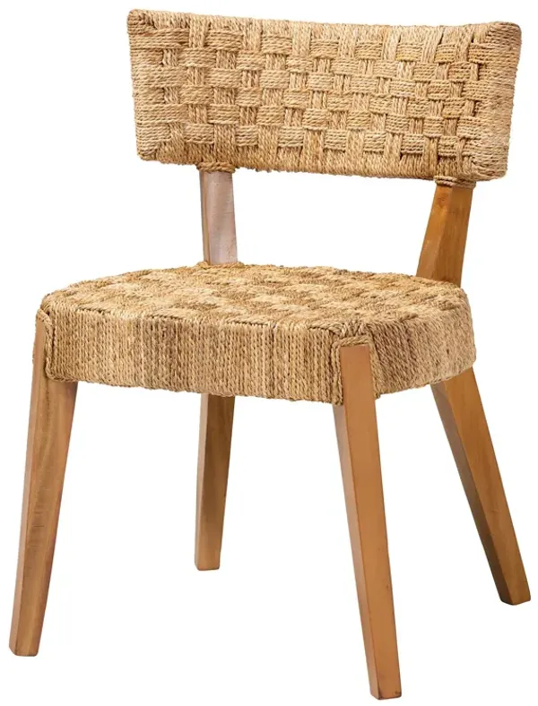 bali & pari Sabit Bohemian Seagrass and Mahogany Wood Dining Chair
