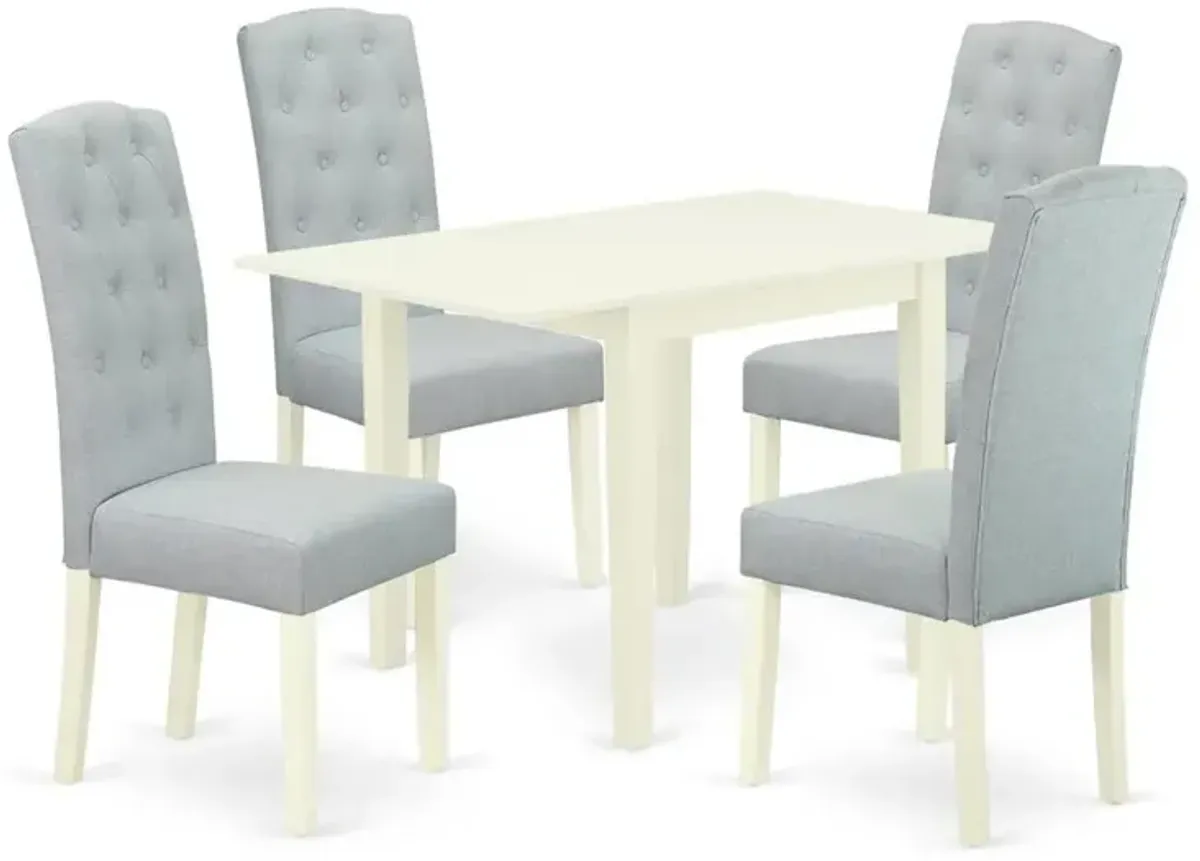 East West Furniture 5-Piece Kitchen Dining Table Set-A Wooden Kitchen Table and 4Linen FabricModern Chairs with Button Tufted Back - Linen White Finish