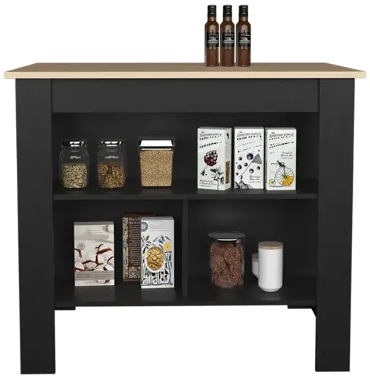 Kitchen Island Ada, Kitchen, Black / Light Pine