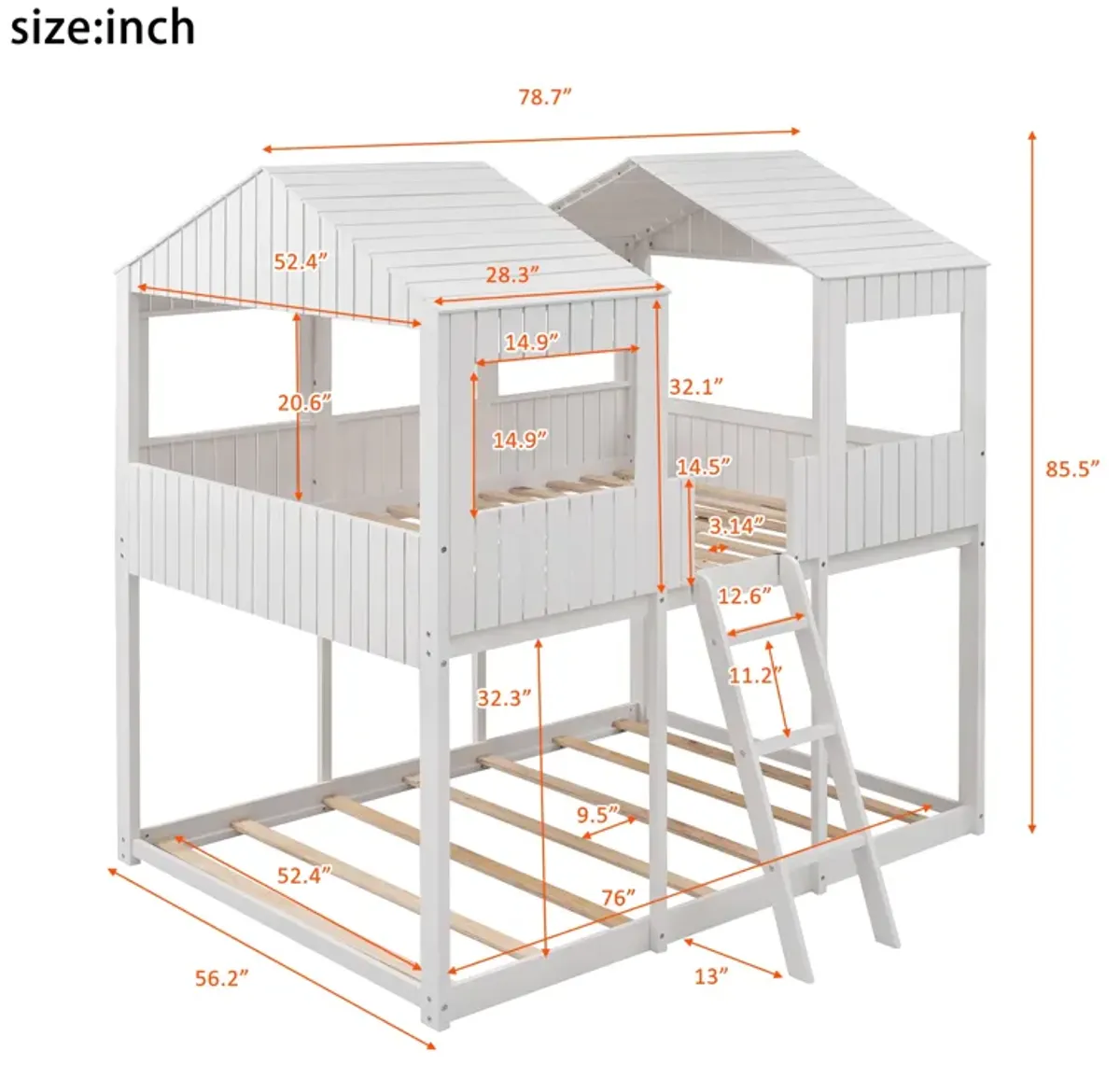 Merax Bunk Bed with Roof and Ladder