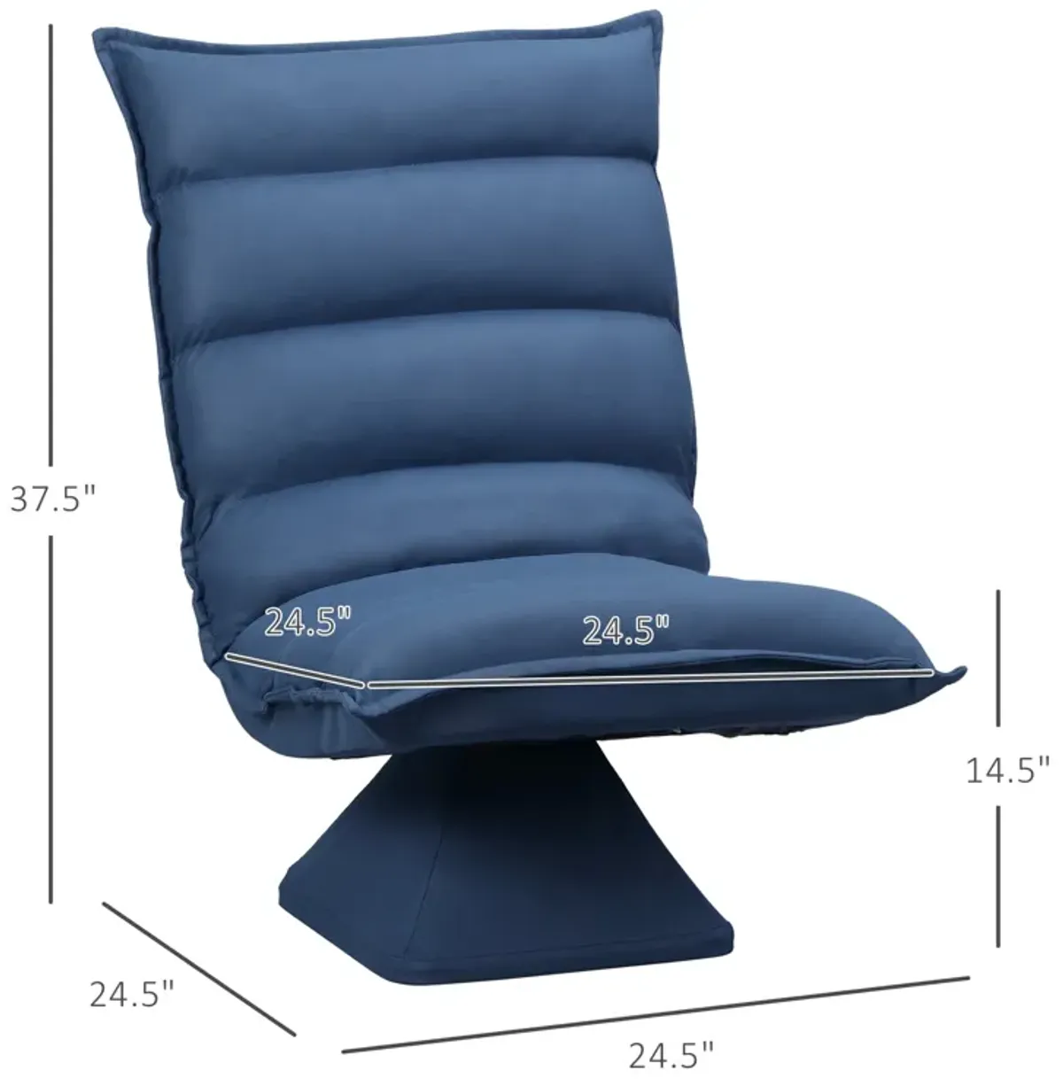 Blue Gaming Comfort: Adjustable Swivel Floor Chair with Back Support