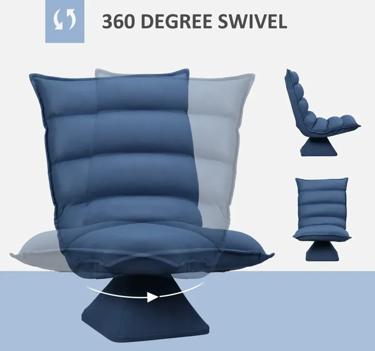 Blue Gaming Comfort: Adjustable Swivel Floor Chair with Back Support