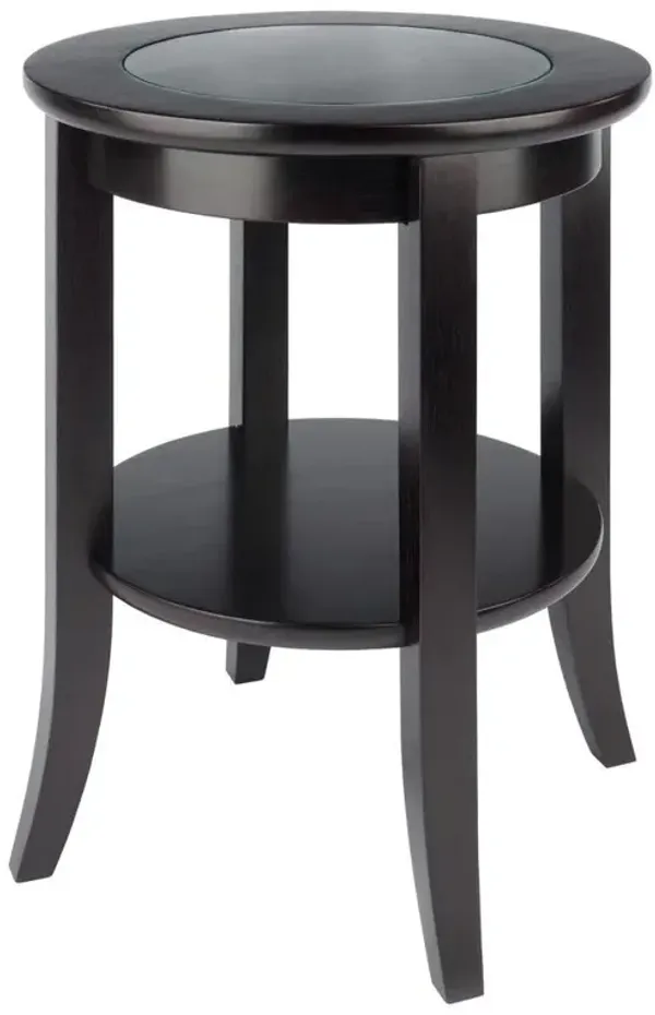Genoa End Table, Glass Inset, one shelf