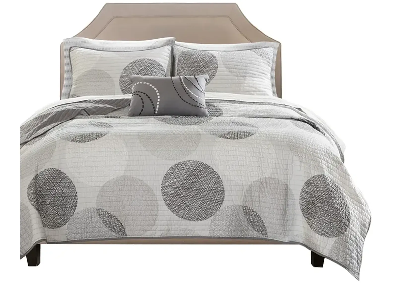 Gracie Mills Timothy Geometric Circle Reversible Quilt and Cotton Sheet Set