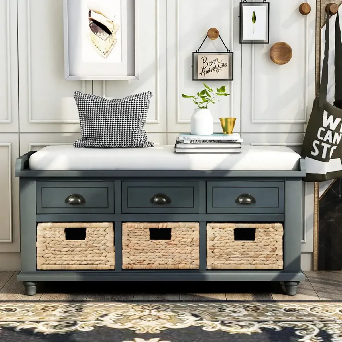 Merax Rustic Storage Bench