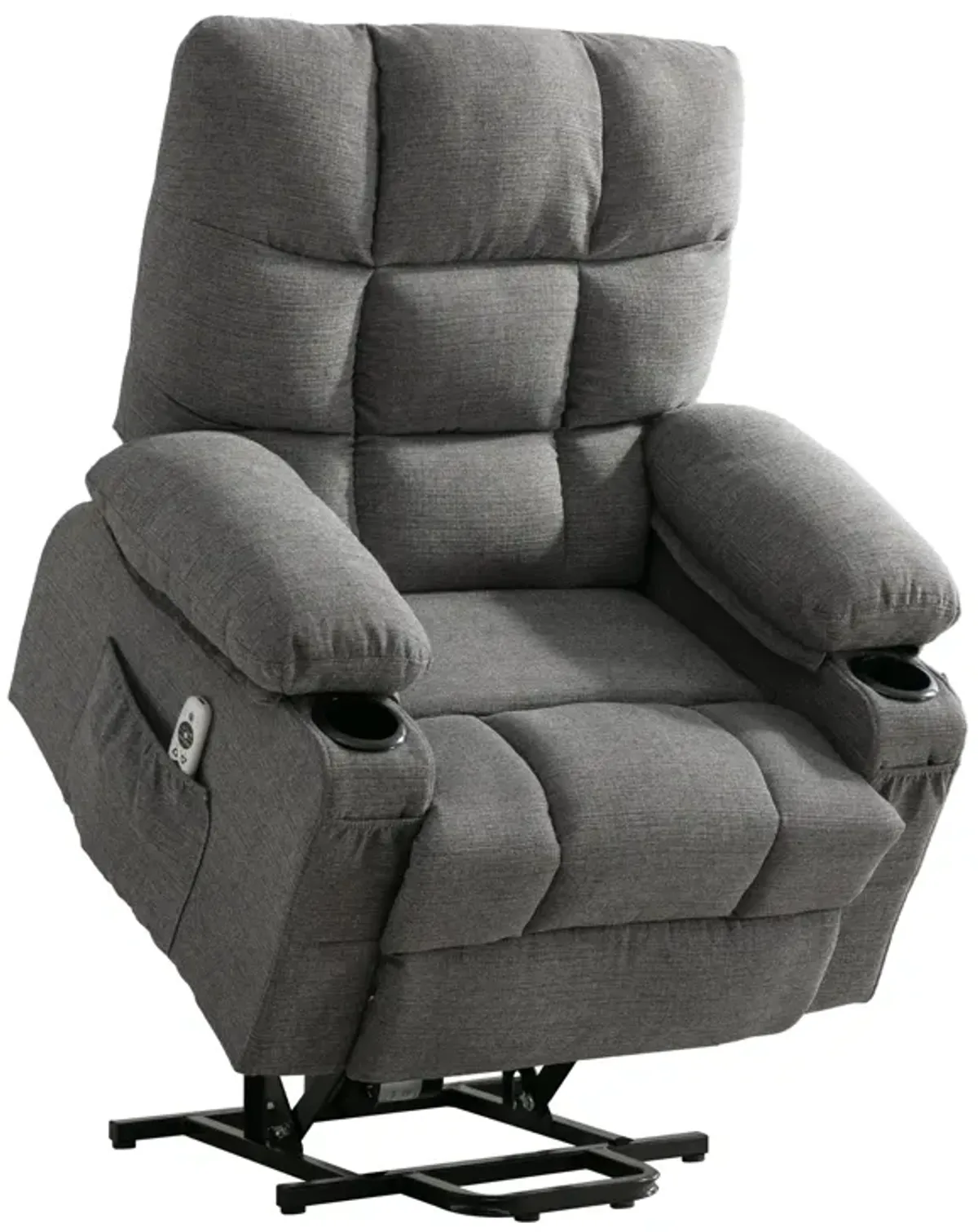 37.8 in. W Fabric Recliner with Remote Control, Tufted and Storage