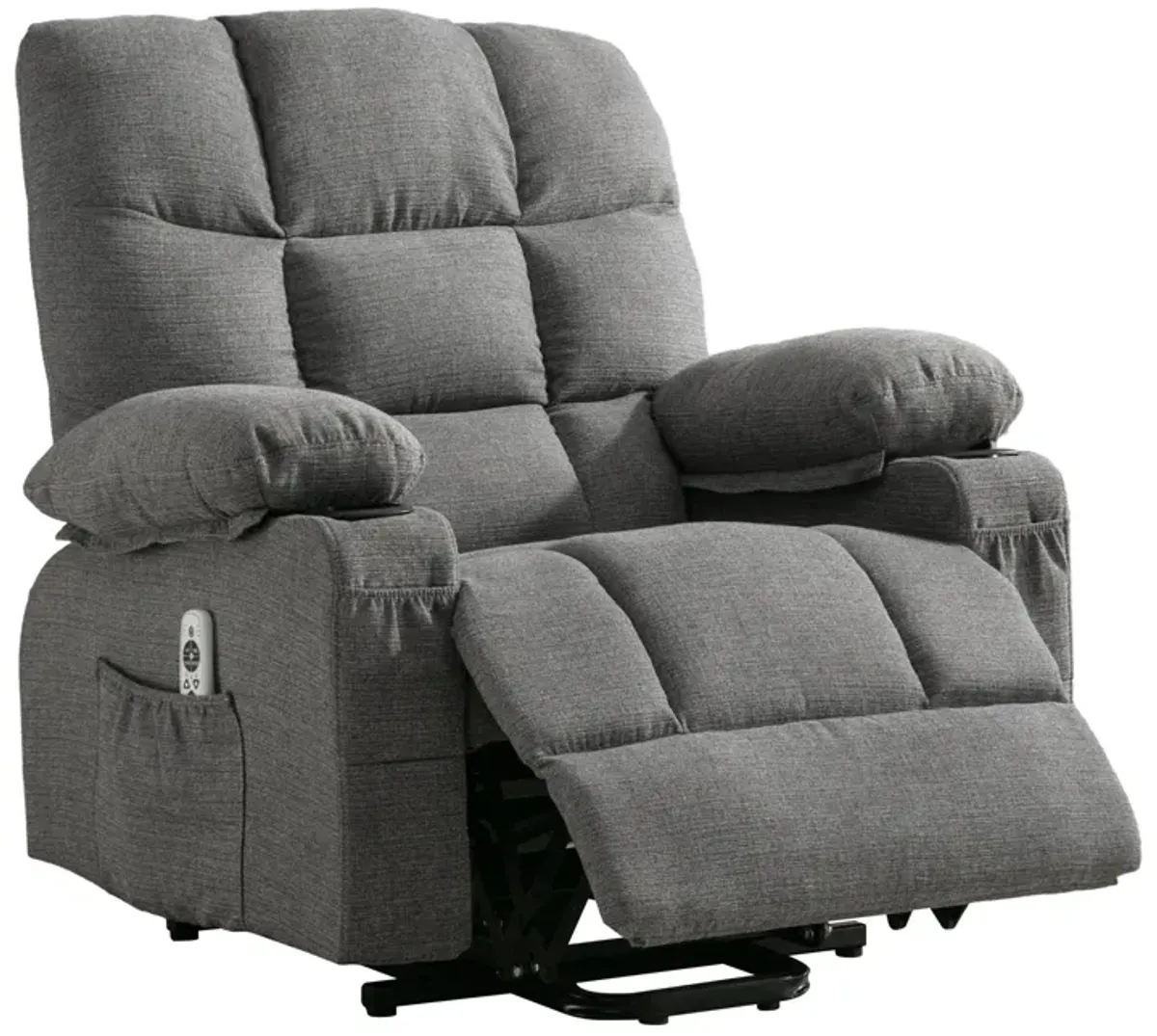 37.8 in. W Fabric Recliner with Remote Control, Tufted and Storage