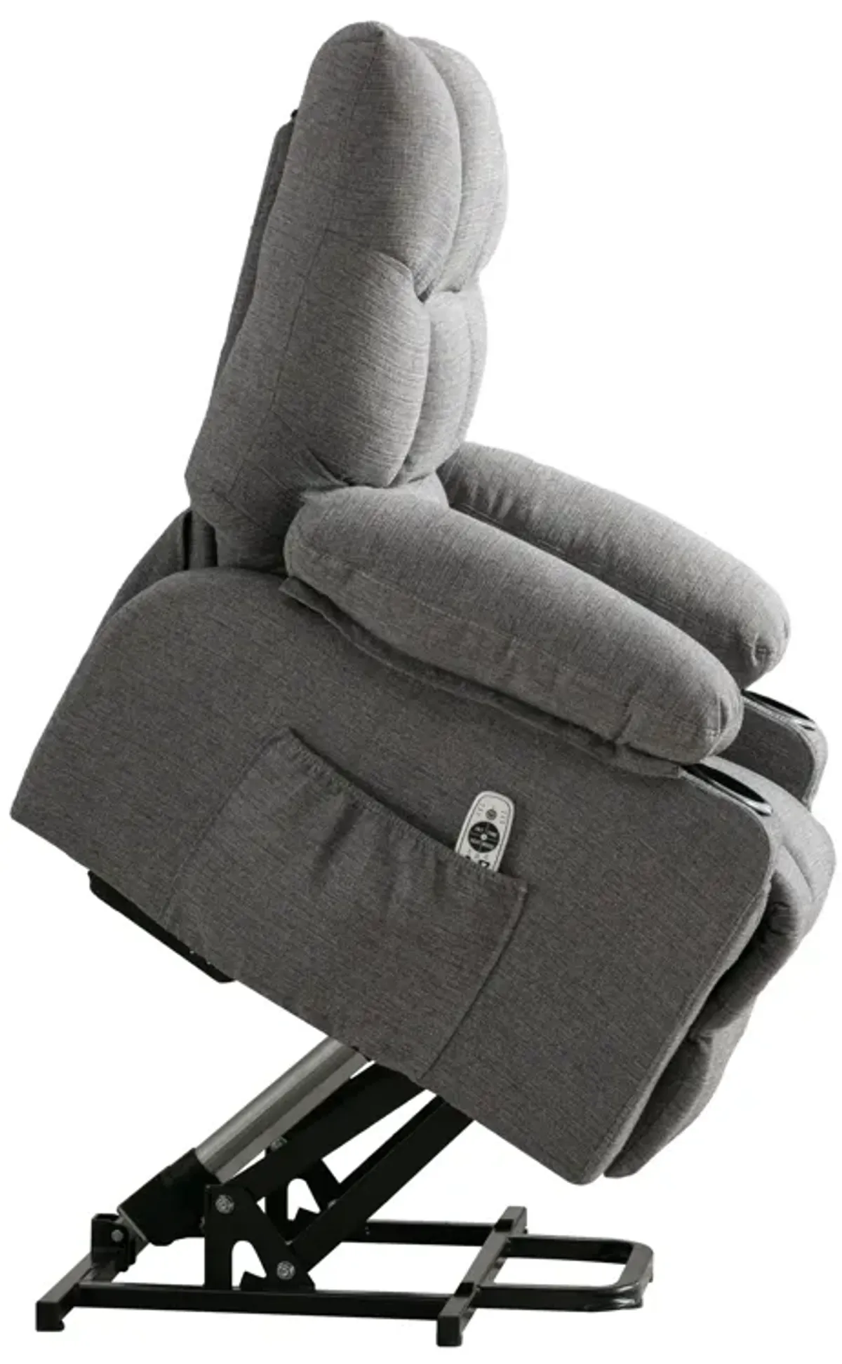 37.8 in. W Fabric Recliner with Remote Control, Tufted and Storage