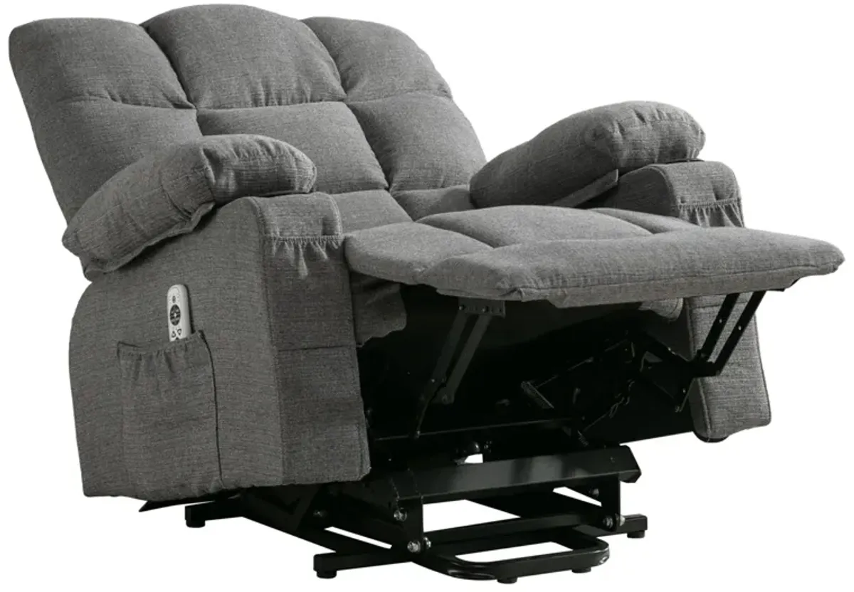 37.8 in. W Fabric Recliner with Remote Control, Tufted and Storage