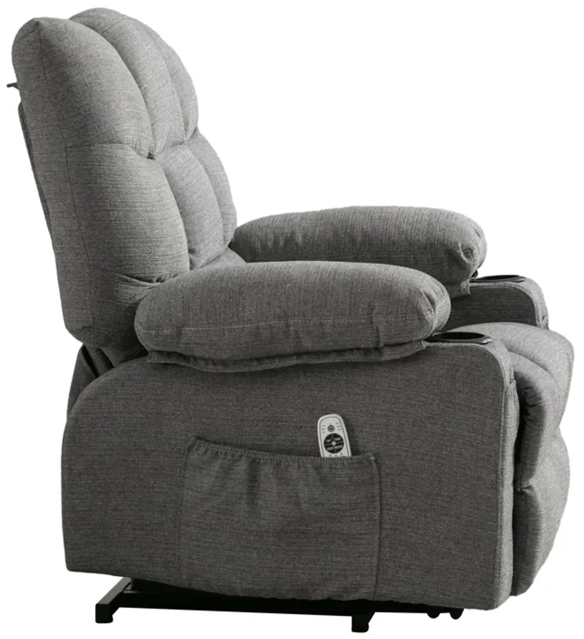 37.8 in. W Fabric Recliner with Remote Control, Tufted and Storage