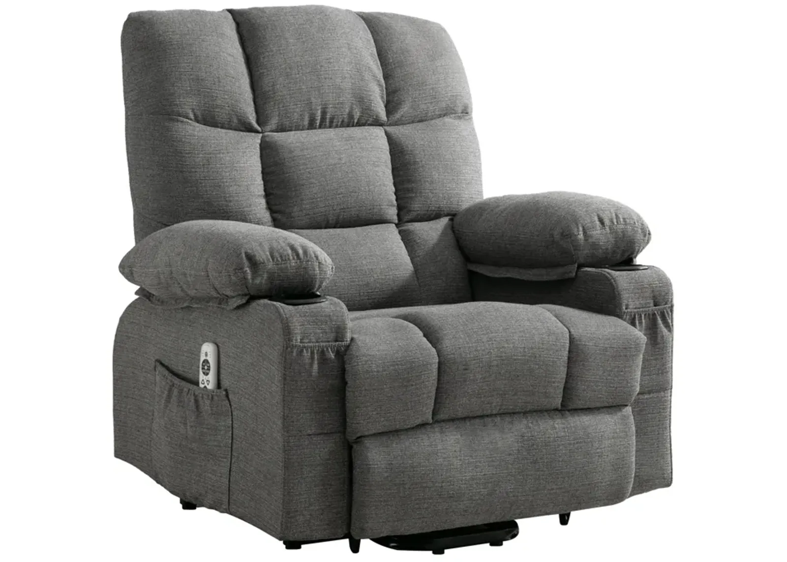 37.8 in. W Fabric Recliner with Remote Control, Tufted and Storage