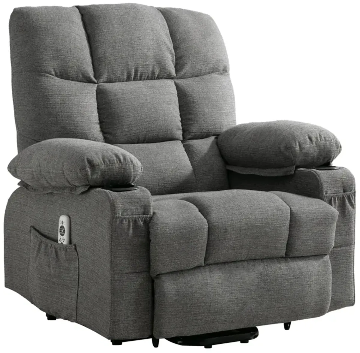 37.8 in. W Fabric Recliner with Remote Control, Tufted and Storage