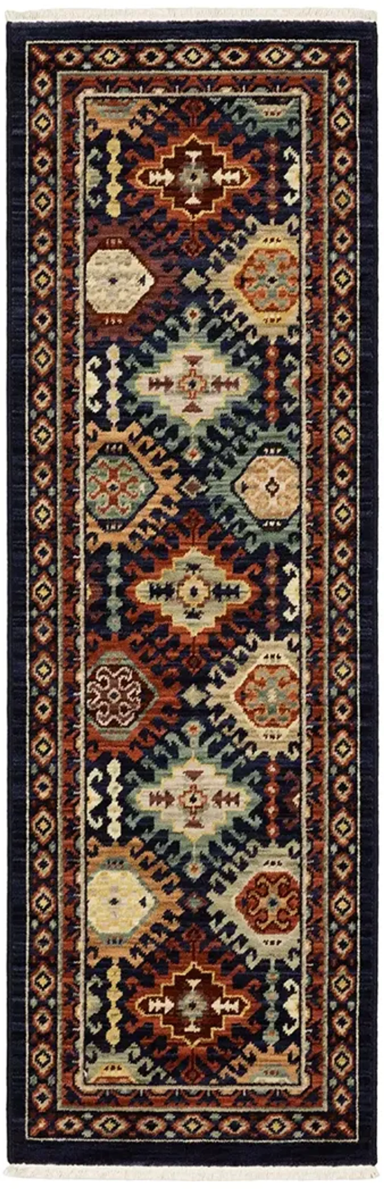 Lilihan 2'6" x 12' Navy Rug