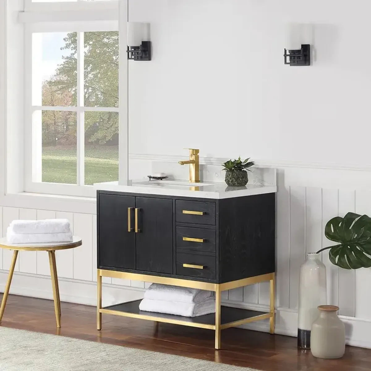 Altair 36 Single Bathroom Vanity Set in Black Oak without Mirror