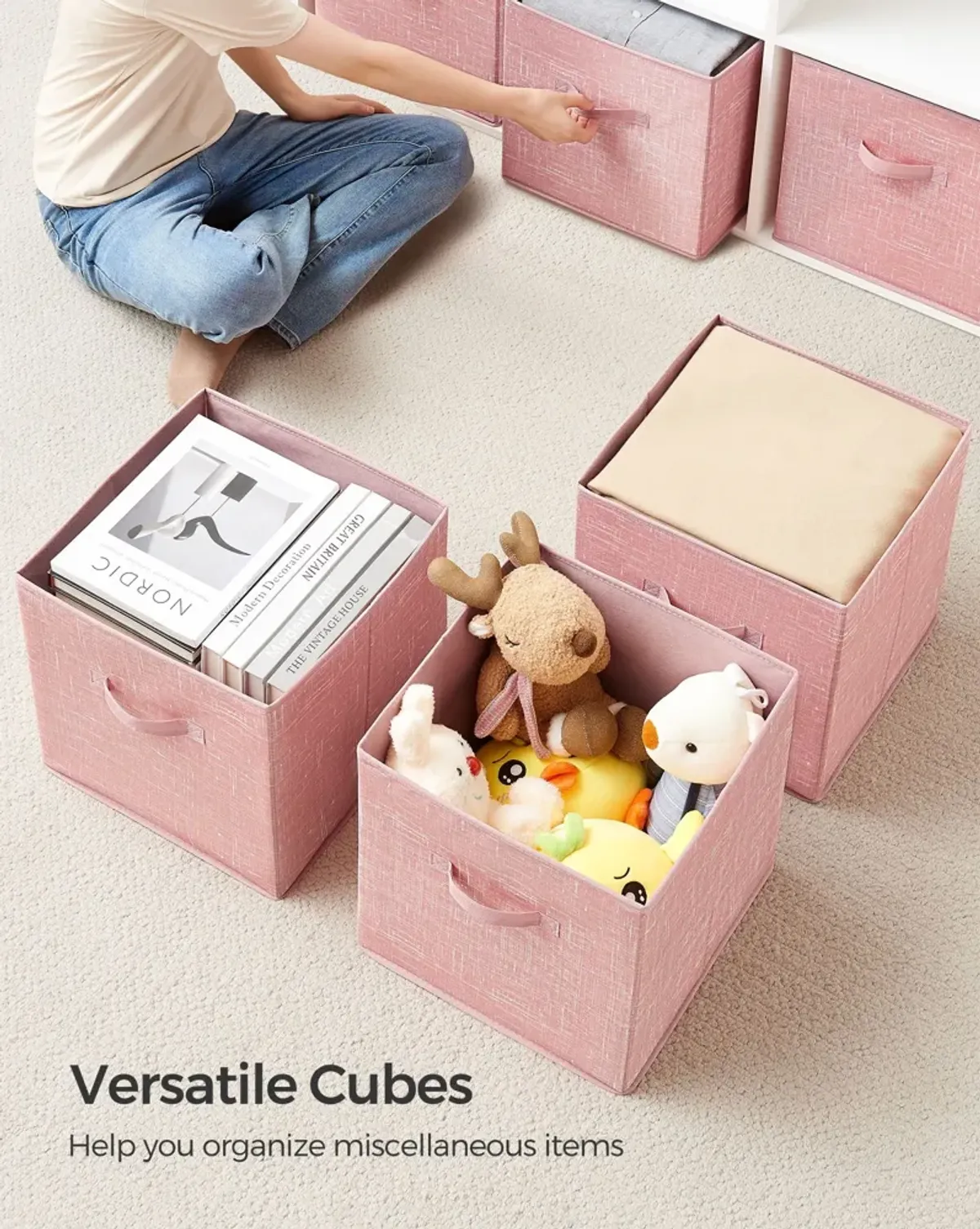 Non-Woven Fabric Storage Cubes with Double Handles