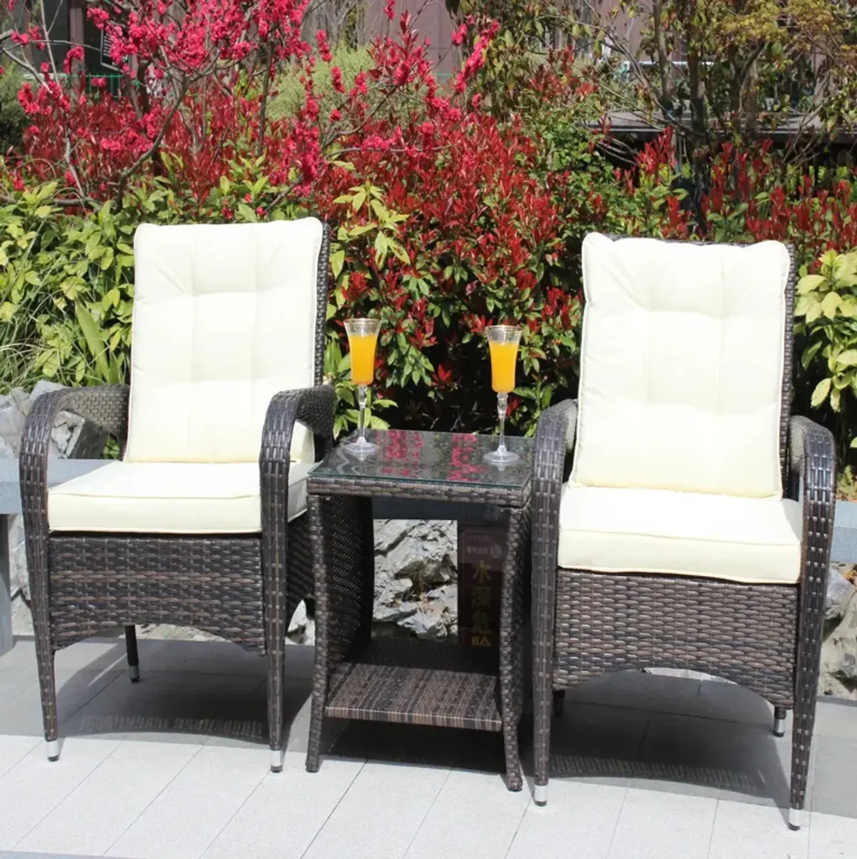 Outdoor Patio Furniture Sets 3 Piece Conversation Set Wicker Rattan Sectional Sofa With Seat