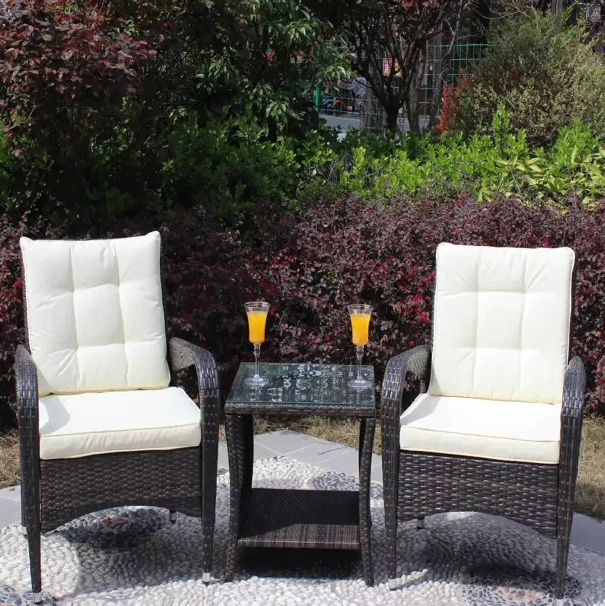 Outdoor Patio Furniture Sets 3 Piece Conversation Set Wicker Rattan Sectional Sofa With Seat