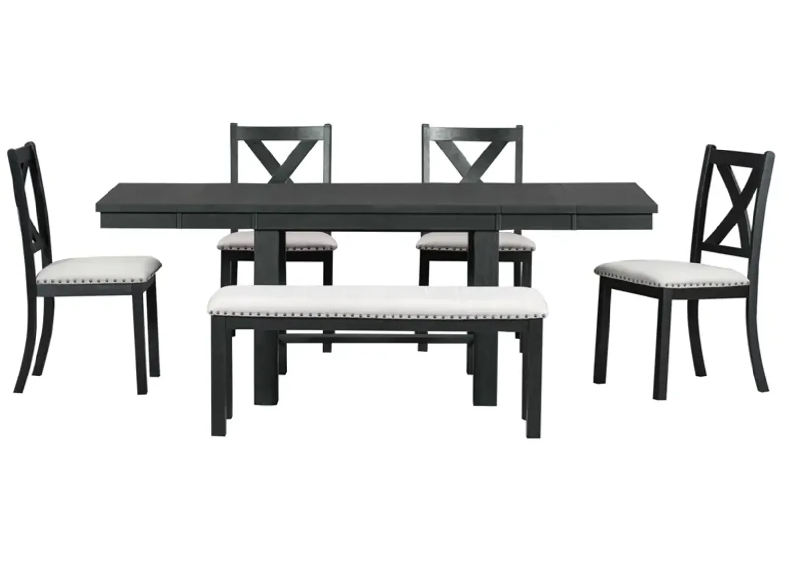 Merax 6-Piece Extendable Dining Table  Chair Bench Set