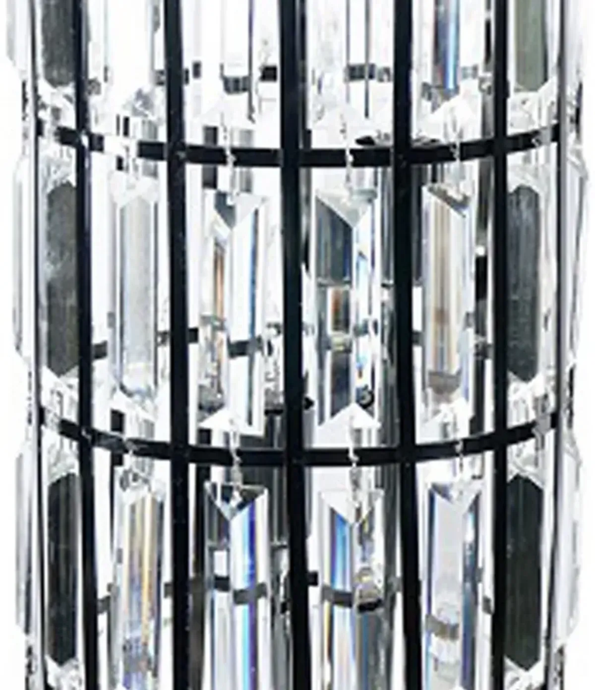 Carolyn 20 Inch Table Lamp, Glass Shade, Cylindrical Metal Base, Black  - Benzara