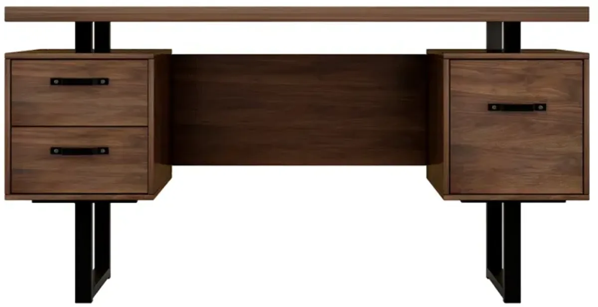 Home Office Computer Desk With Drawers/Hanging Letter-Size Files, 59 Inch Writing Study Table