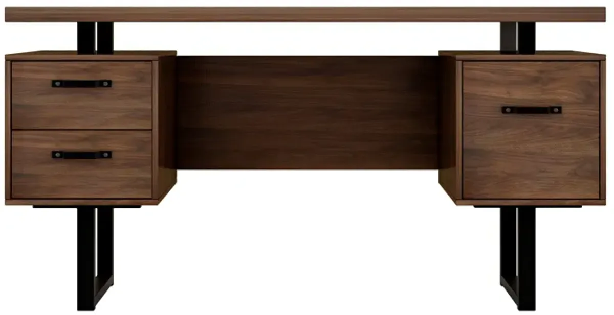 Home Office Computer Desk With Drawers/Hanging Letter-Size Files, 59 Inch Writing Study Table