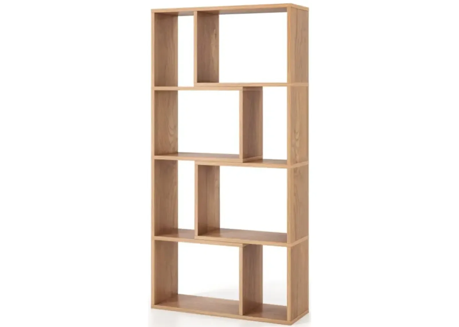 Hivvago 48 Inch 4-Tier Geometric Bookshelf with 8 Cubes for Living Room Bedroom