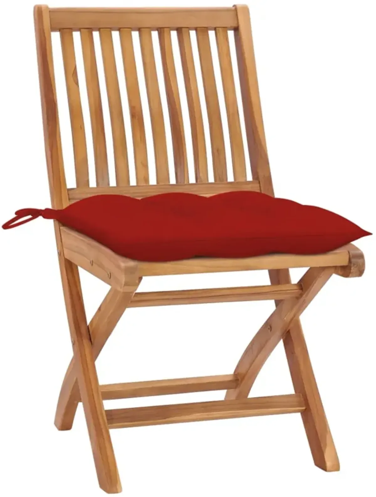 vidaXL Garden Chairs 2 pcs with Red Cushions Solid Teak Wood