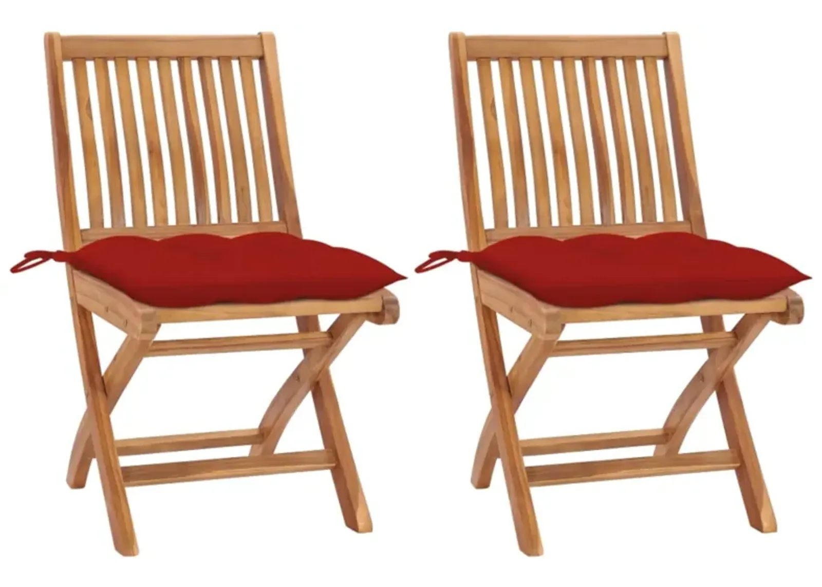 vidaXL Garden Chairs 2 pcs with Red Cushions Solid Teak Wood