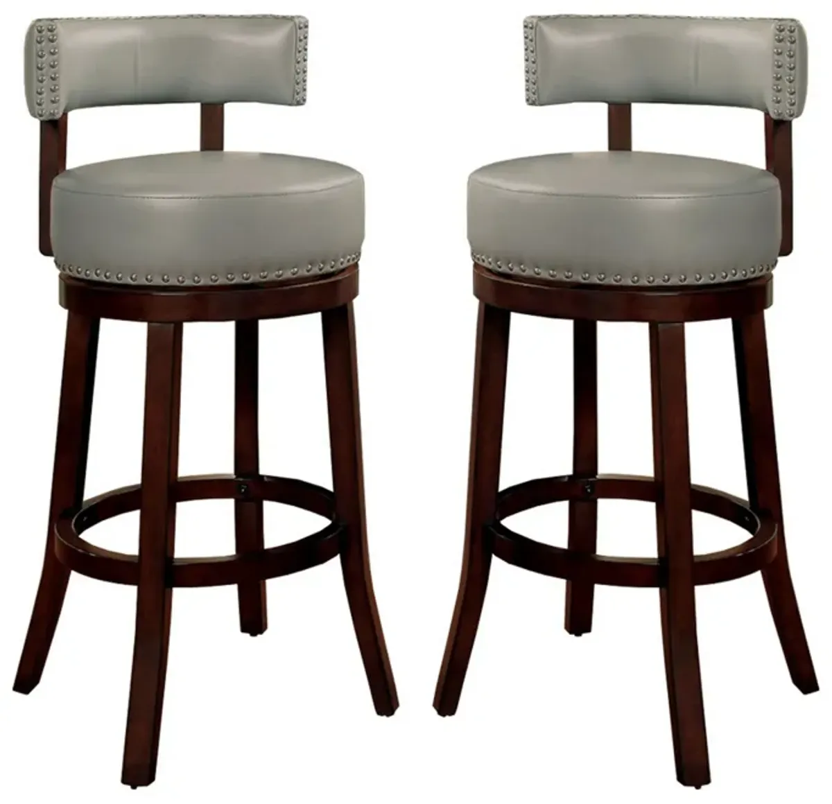 Shirley Contemporary 29" Barstool With pu Cushion, Gray Finish, Set of 2-Benzara