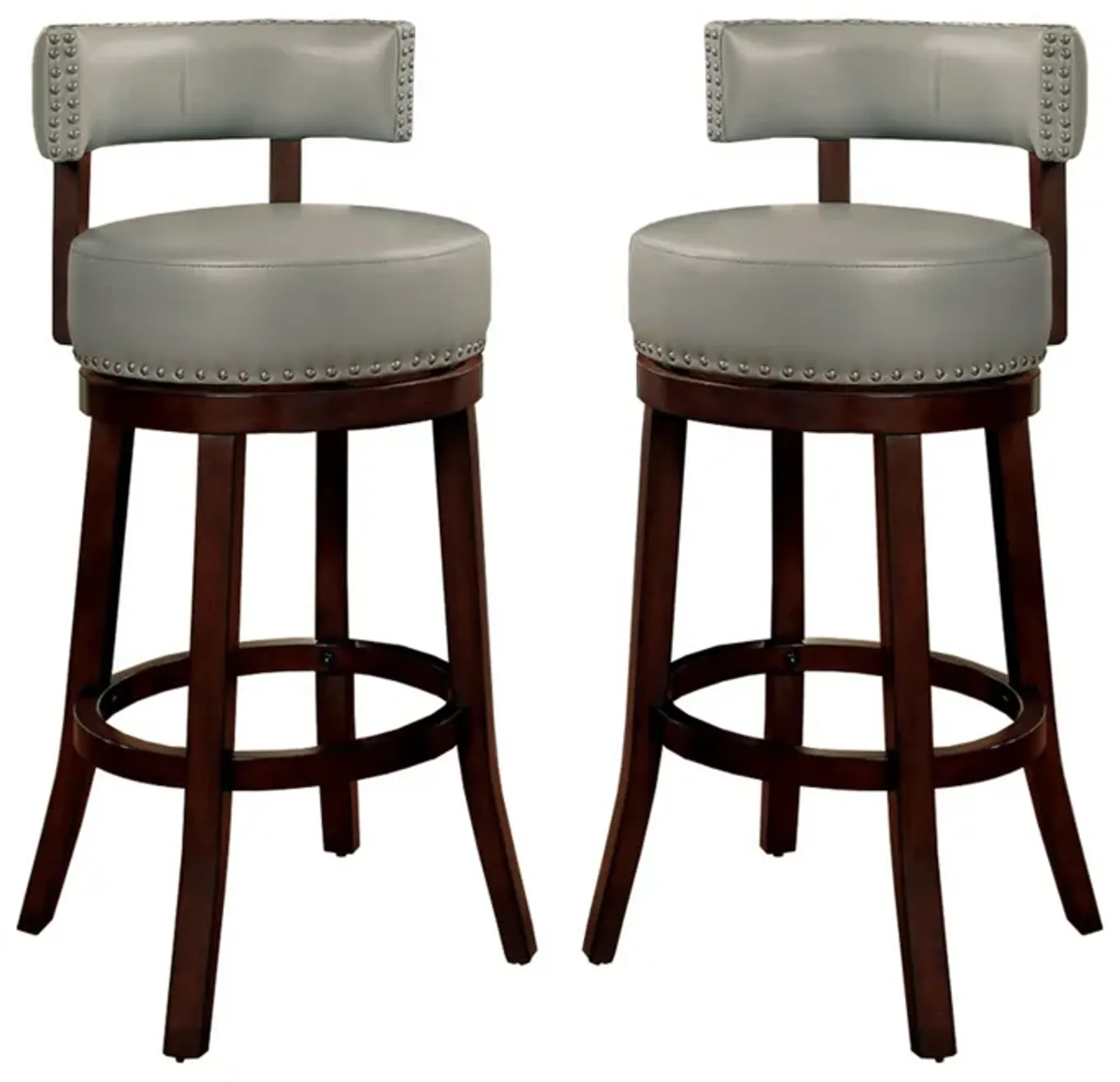 Shirley Contemporary 29" Barstool With pu Cushion, Gray Finish, Set of 2-Benzara