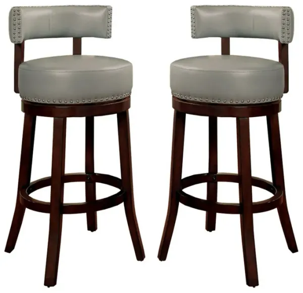 Shirley Contemporary 29" Barstool With pu Cushion, Gray Finish, Set of 2-Benzara