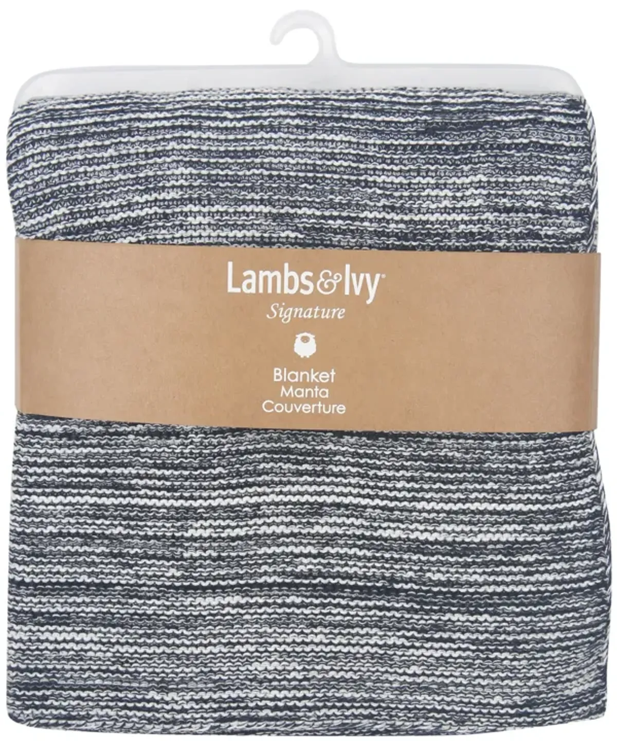 Lambs & Ivy Signature Blue/White 100% Cotton Marl Textured Knit Baby Blanket