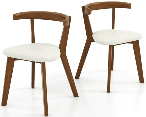 Wood Dining Chair Set of 2 with Padded Seat and Curved Back