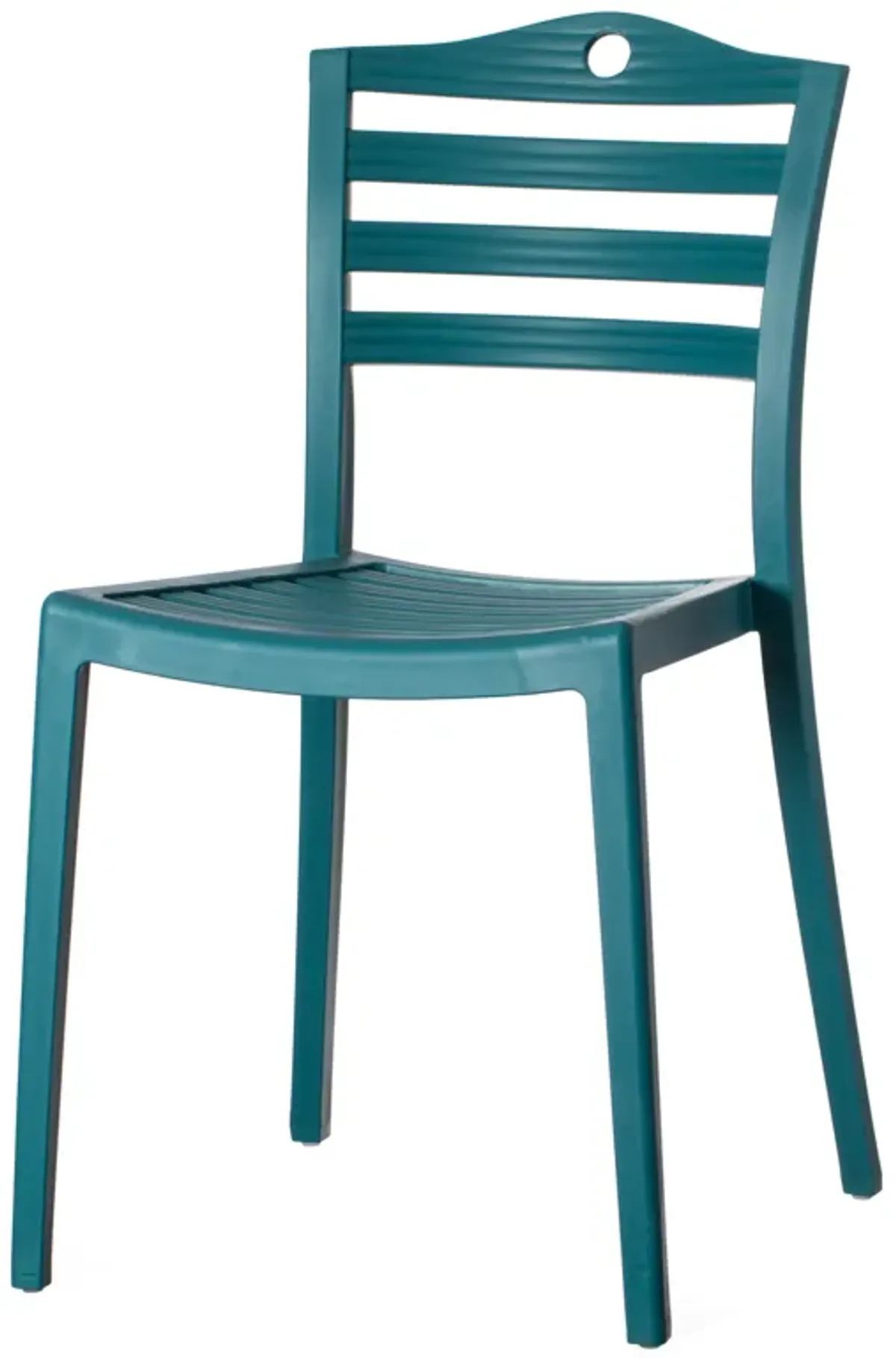 Stackable Modern Plastic Indoor and Outdoor Dining Chair with Ladderback Design for All Weather Use, Blue