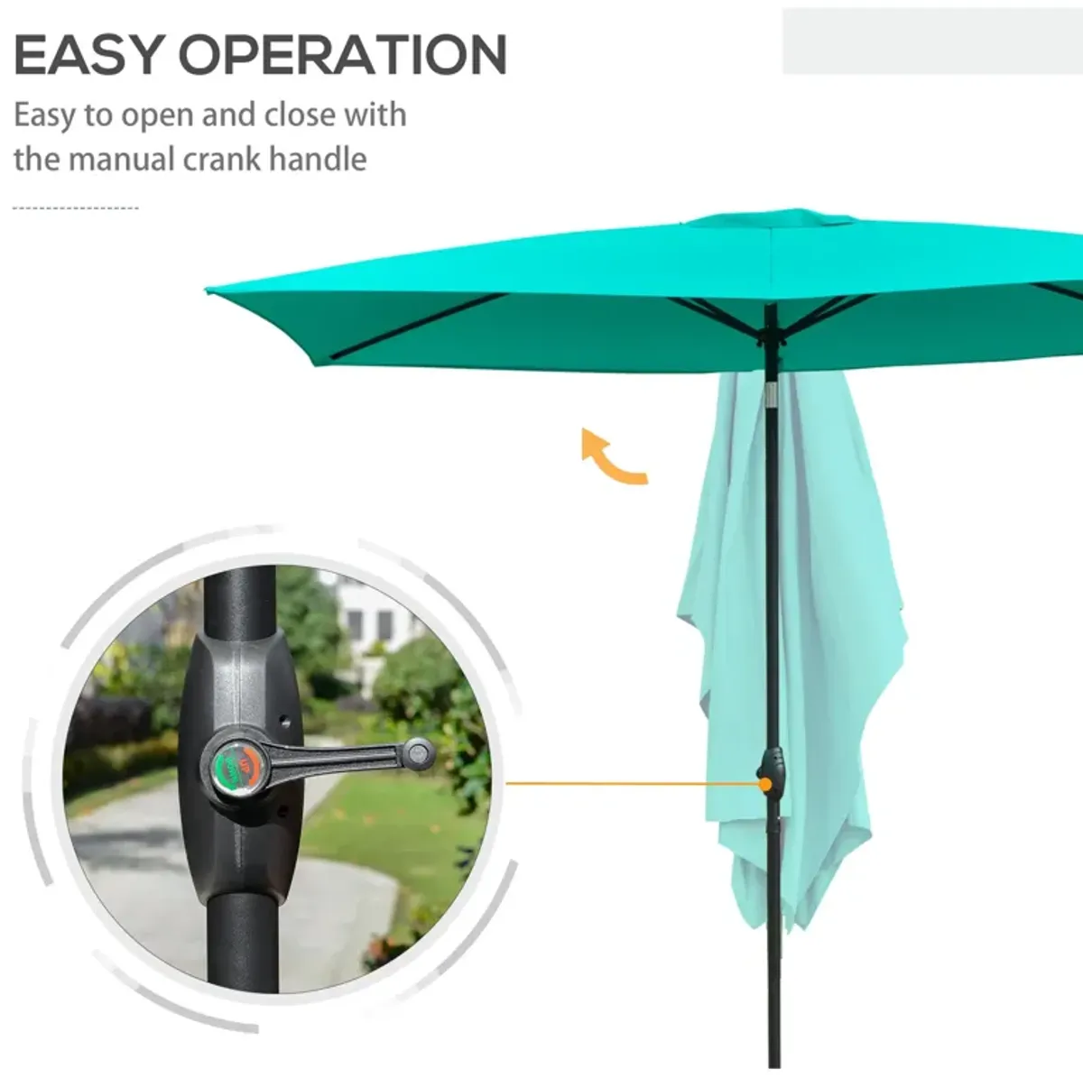 Teal Garden Canopy: 6.6x10 ft Rectangular Patio Umbrella