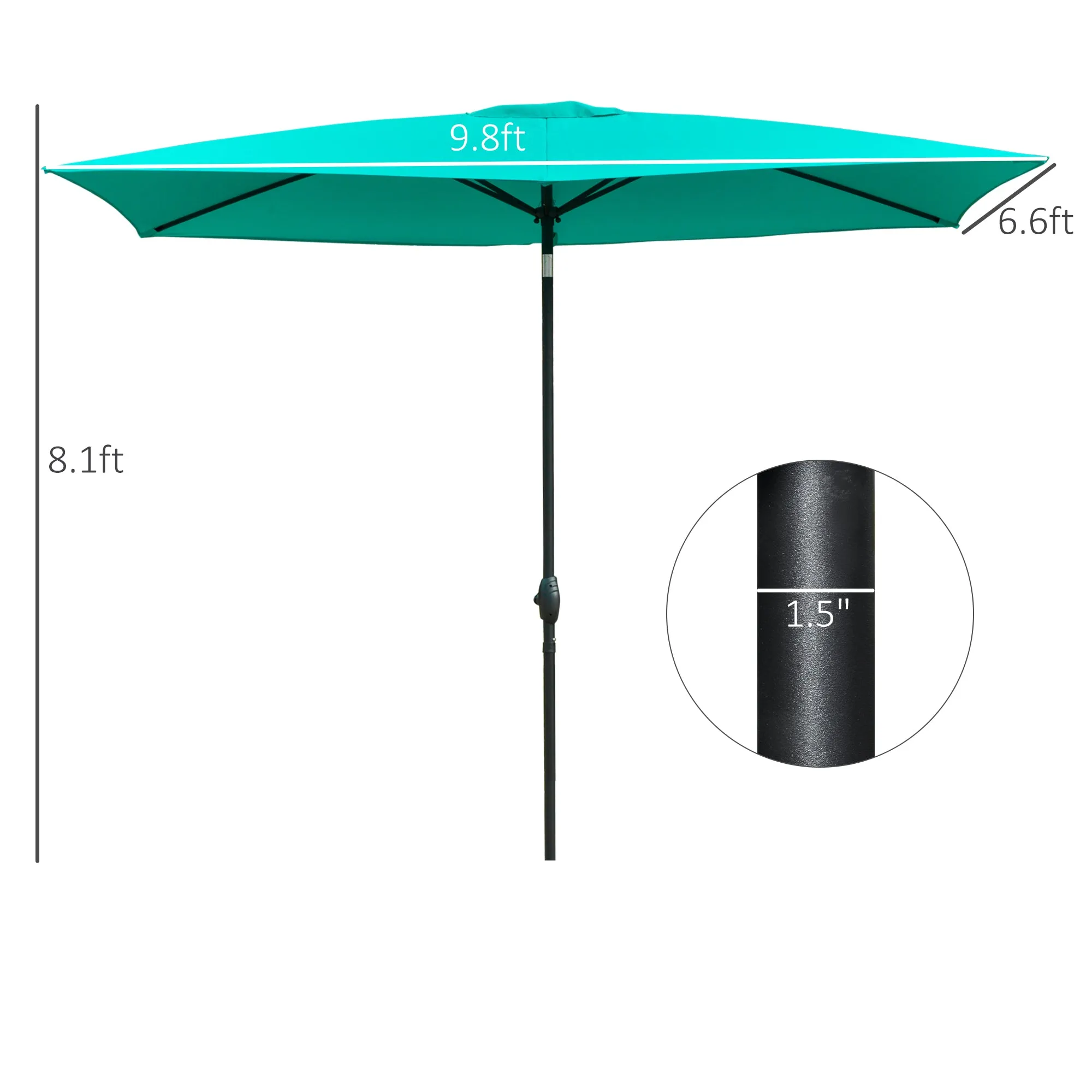 Teal Garden Canopy: 6.6x10 ft Rectangular Patio Umbrella