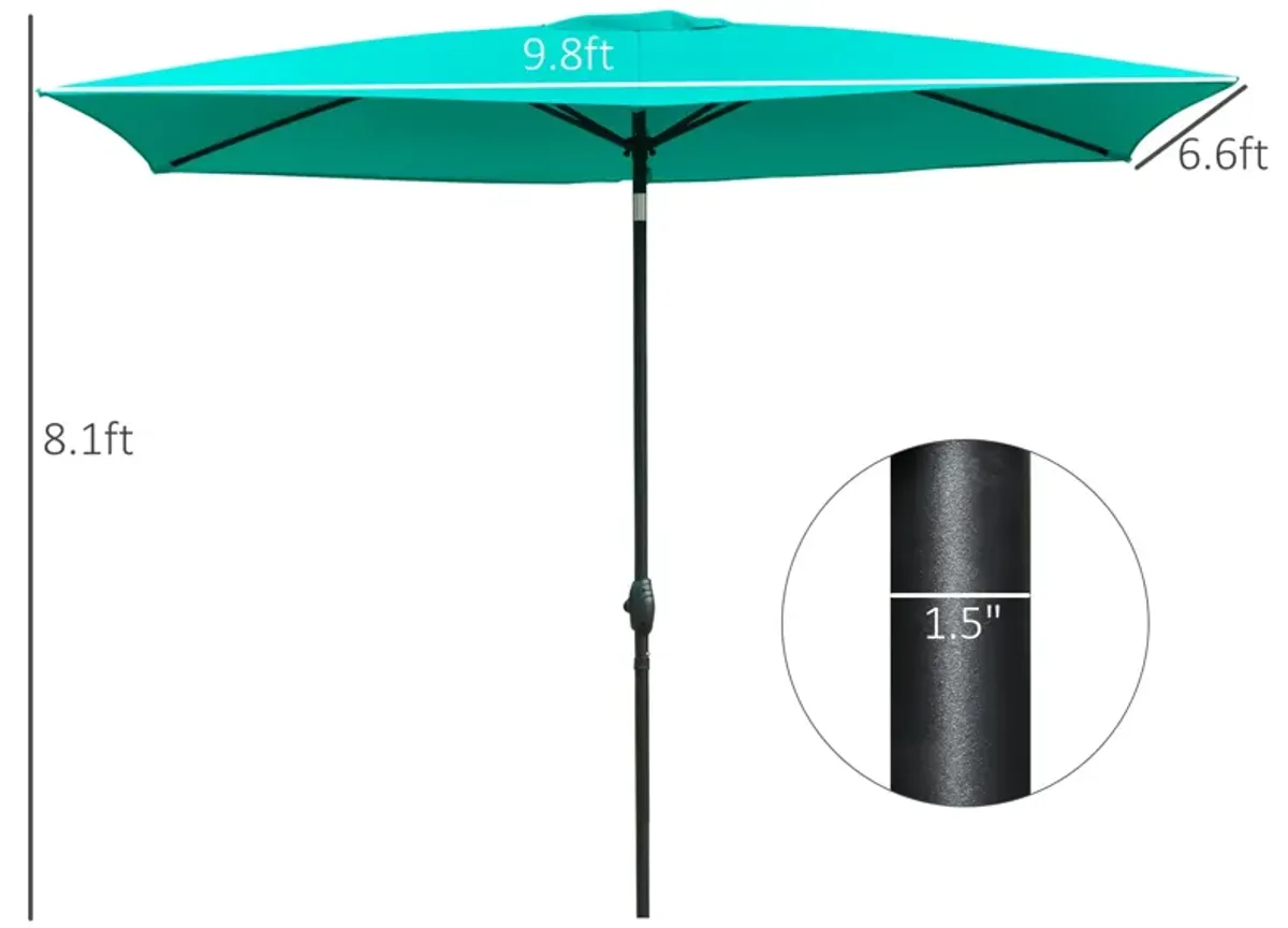 Teal Garden Canopy: 6.6x10 ft Rectangular Patio Umbrella