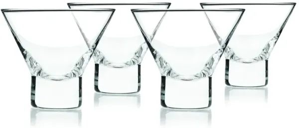 Raye Heavy Base Crystal Stemless Martini Glasses Set of 4