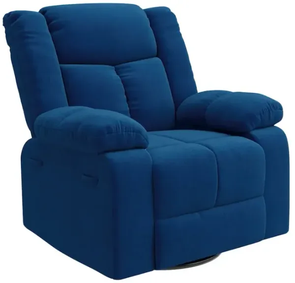 ProLounger Swivel Glider Recliner in Blue Velvet with Pillow Top Arms