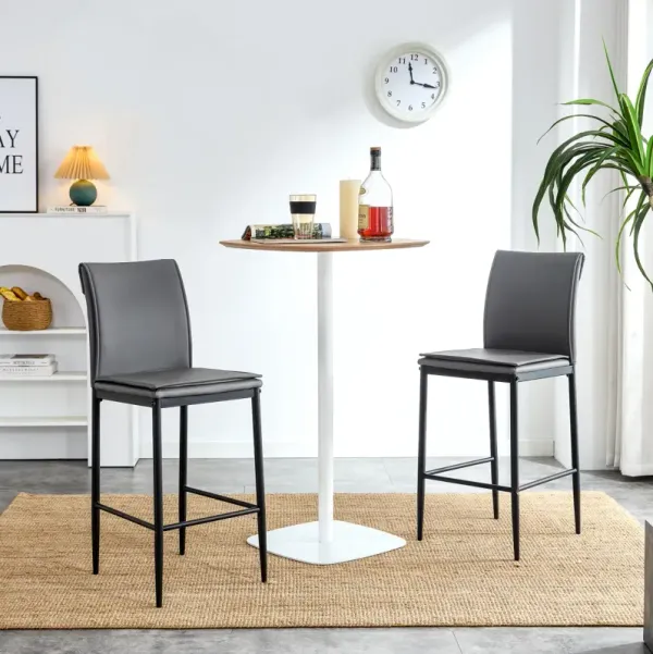 Streamdale Grey Leather Barstool Dining Counter Height Chair Set Of 2