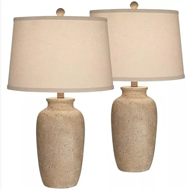 Regency Hill 25 1/2" High Farmhouse Rustic Coastal Country Cottage Table Lamps Set of 2
