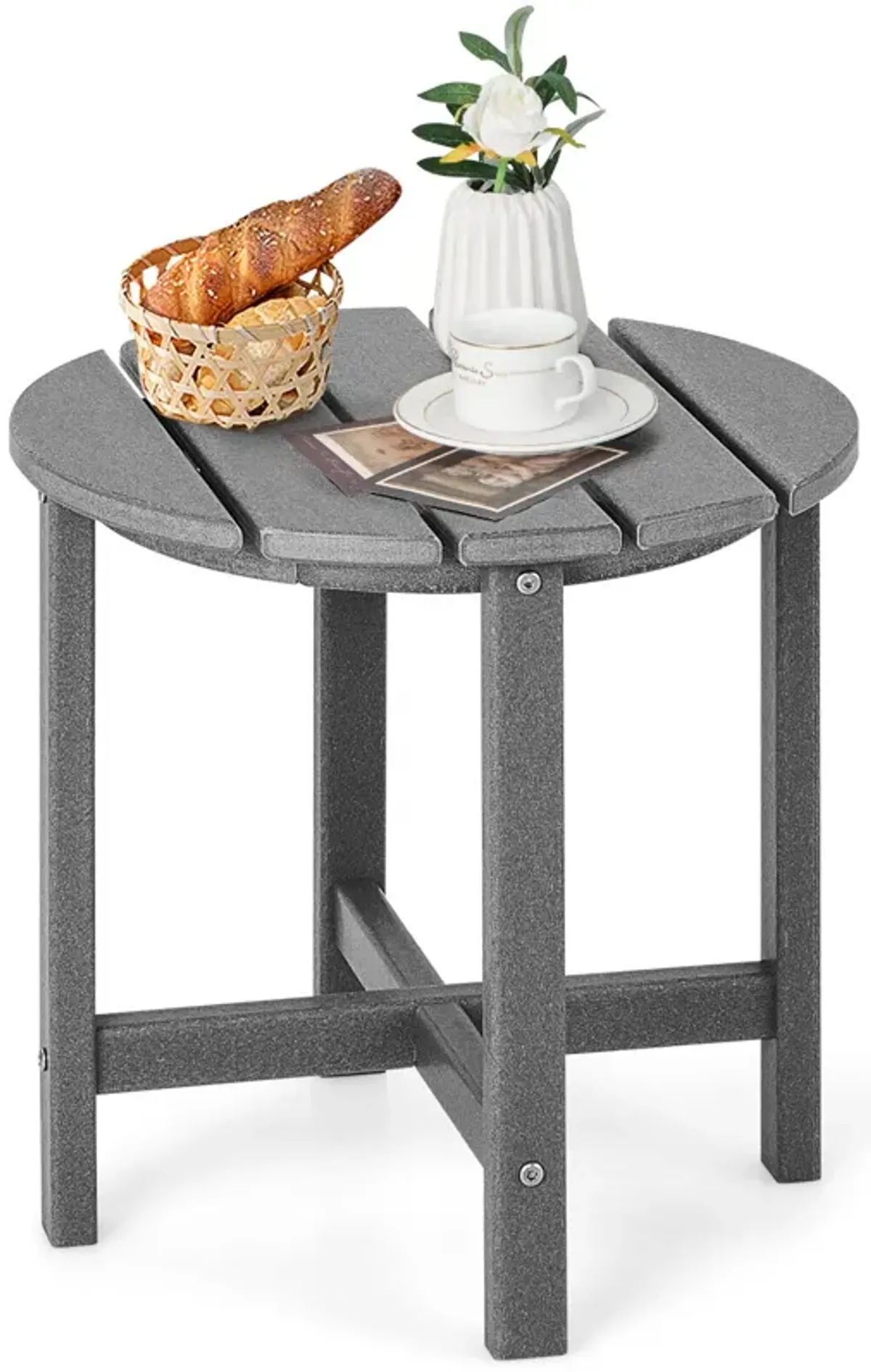 Round Adirondack Side Table Weather Resistant for Patio Deck or Garden