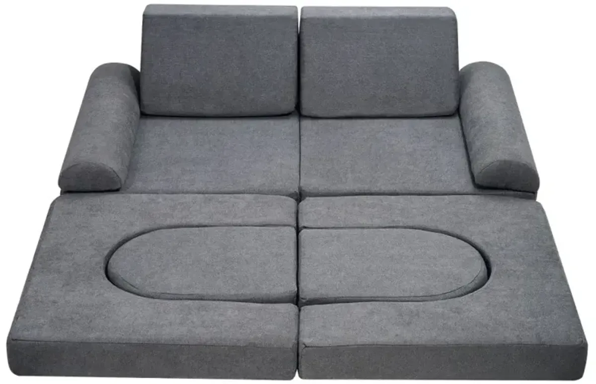 10-Piece Modular Kids Play Couch with Removable Covers for Toddler Room or Playroom