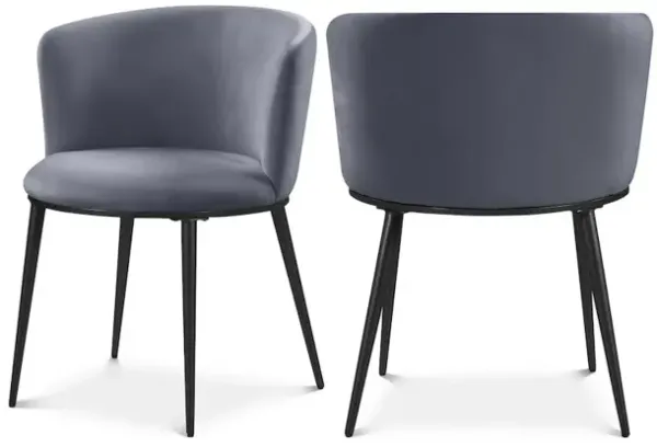 Meridian Furniture Skylar Grey Velvet Dining Chair, Set of 2